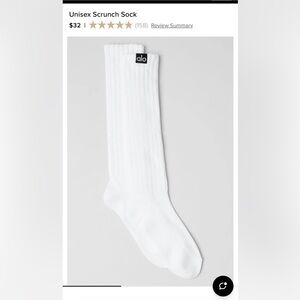 ALO Yoga Classic White Unisex Scrunch Socks